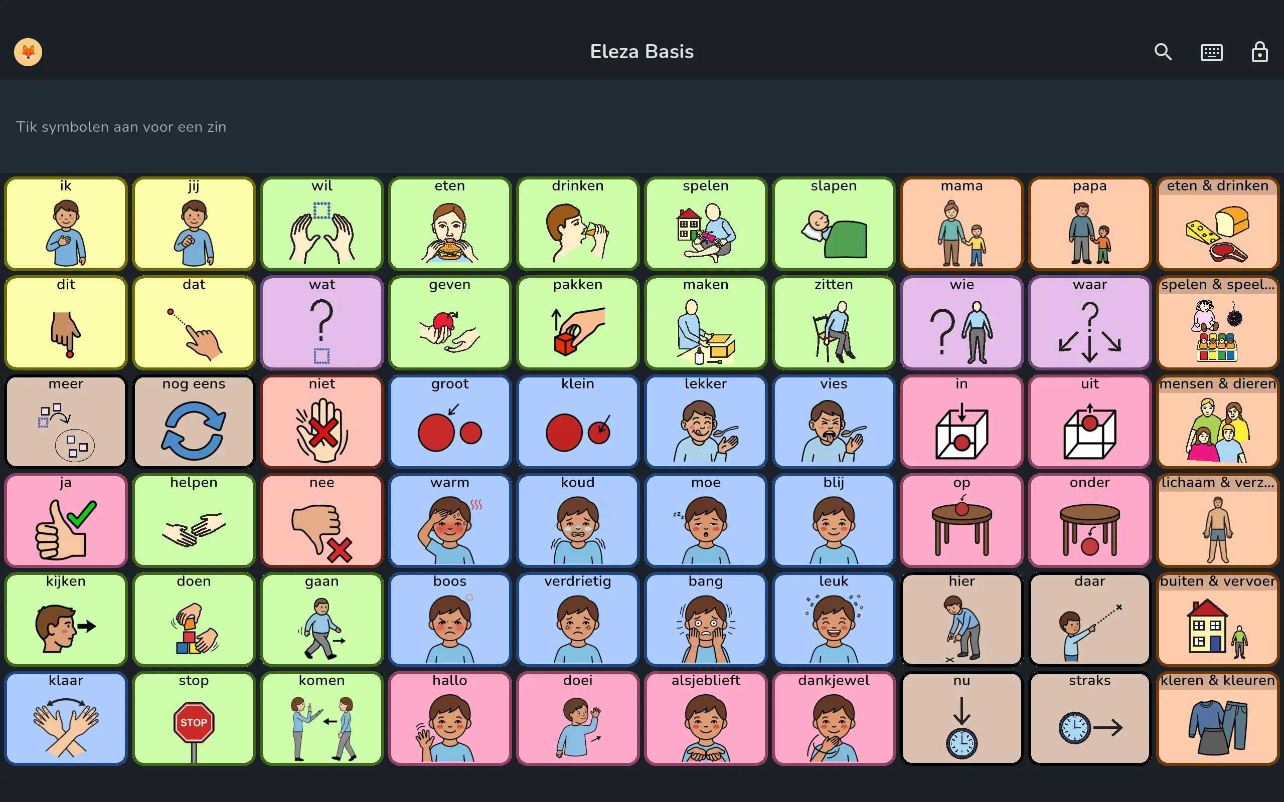 Het Eleza-praatbord op een tablet